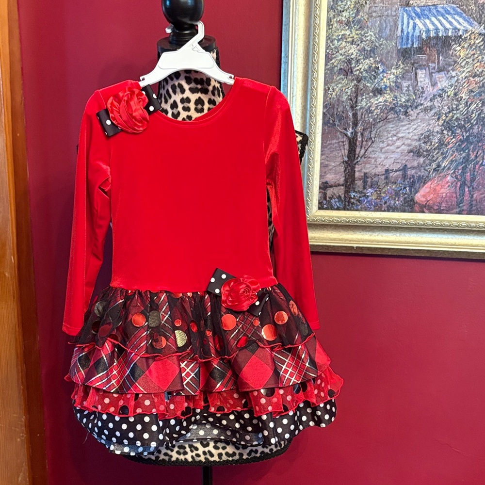 Bonnie Jean Red and Black Formal Kids Dress